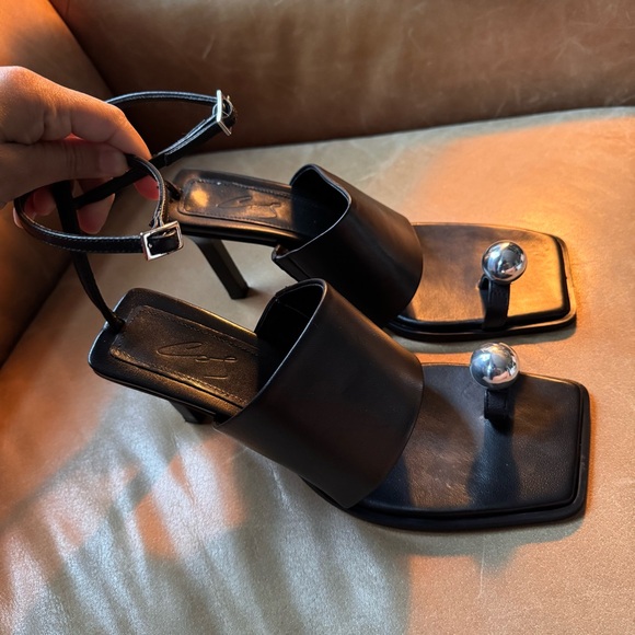 COS Atelier Sphere Heeled Sandals w Silver Accents 90s designer quiet luxury NWB - Picture 7 of 15